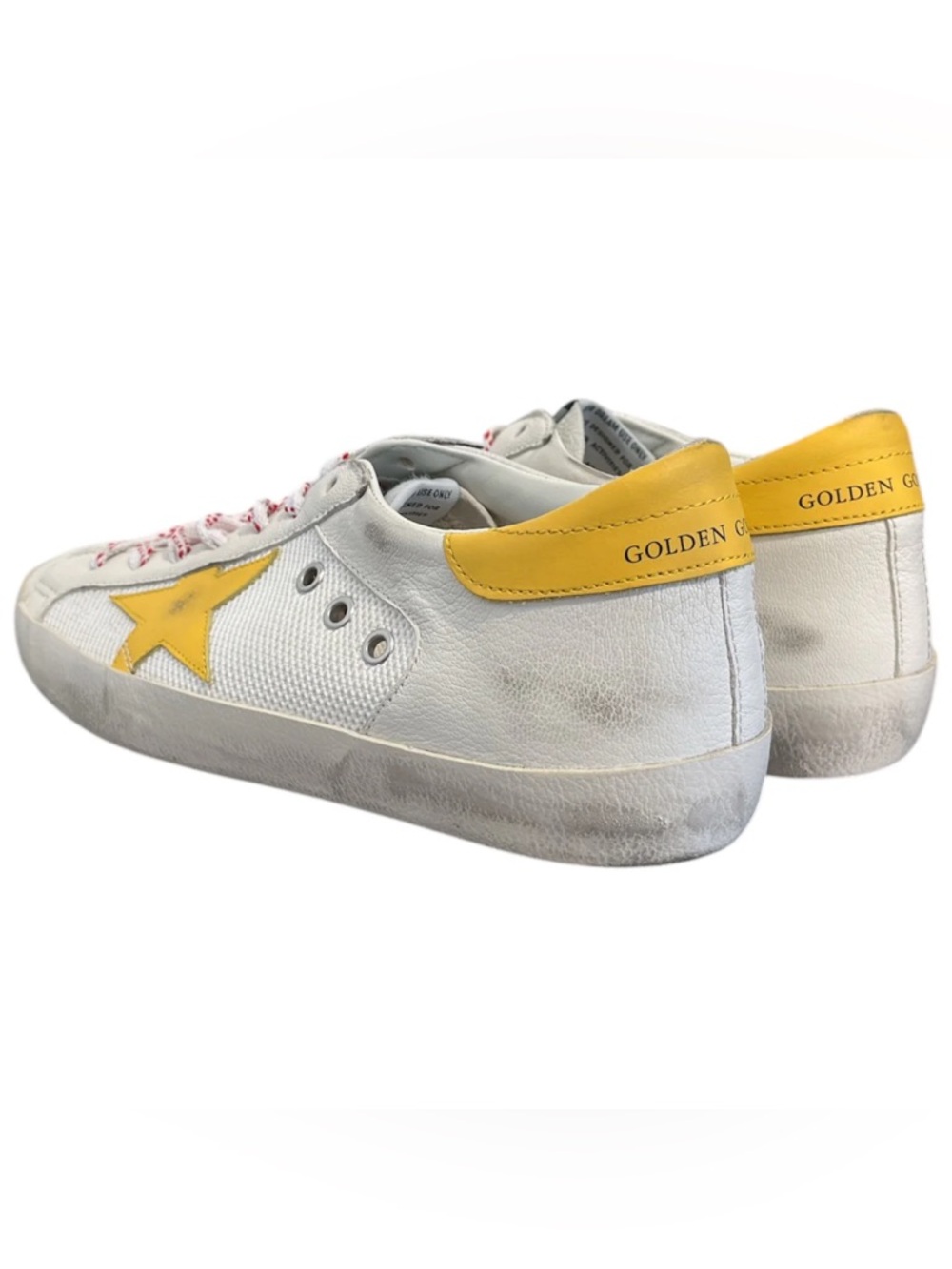 Golden Goose Low-Top White Leather Sneakers with Yellow Star and Heel Patch - Picture 2 of 3